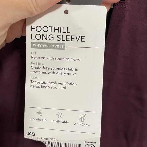 Athleta Foothill Long‎ Sleeve Maroon Top Size XS NWT - Picture 4 of 9